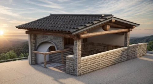 miniature house,roof landscape,house roof,stone oven,dovecotes,3d rendering,pizza oven,stone house,hanok,folding roof,slate roof,grass roof,pigeon house,tiled roof,guardhouse,small house,stone pagoda,dovecote,dog house,japanese shrine