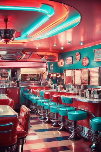 retro diner,diner,ufo interior,drive in restaurant,diners,soda shop,fifties,kitschy,soda fountain,spaceship interior,spaceland,jukeboxes,teacups,retro styled,waltzer,abstract retro,lachapelle,googie,50's style,luncheonette,Illustration,Realistic Fantasy,Realistic Fantasy 37