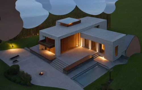 3d rendering,corten steel,modern house,cubic house,modern architecture,roof landscape,passivhaus,minotti,render,electrohome,renders,cube house,house shape,turf roof,grass roof,folding roof,3d render,archidaily,dunes house,smart home,Photography,General,Realistic