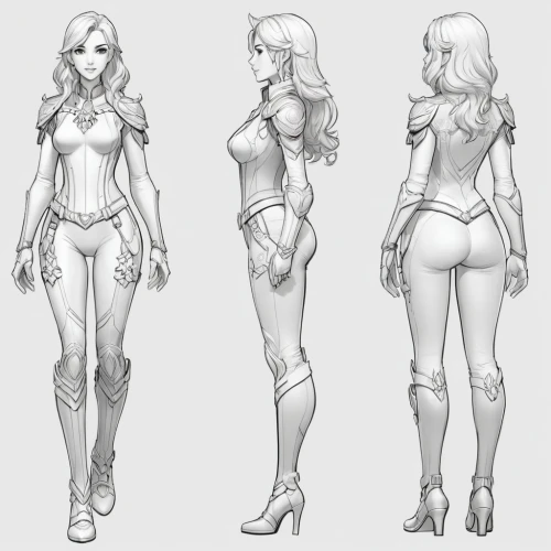 anthro,turnarounds,proportions,bodices,jaina,janna,sculpts,character animation,concept art,corsetry,roughs,breeches,digitigrade,reweighting,caitlyn,sculpt,jodhpurs,vayne,meshes,stylization