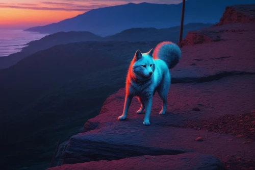 watchdog,indian dog,vigilant dog,howl,aleu,howling wolf,inu,balto,huskic,blue hour,sunset glow,siberian husky,dusk,husky,majestic nature,night watch,huskey,krypto,elkhound,dusk background,Illustration,Realistic Fantasy,Realistic Fantasy 25