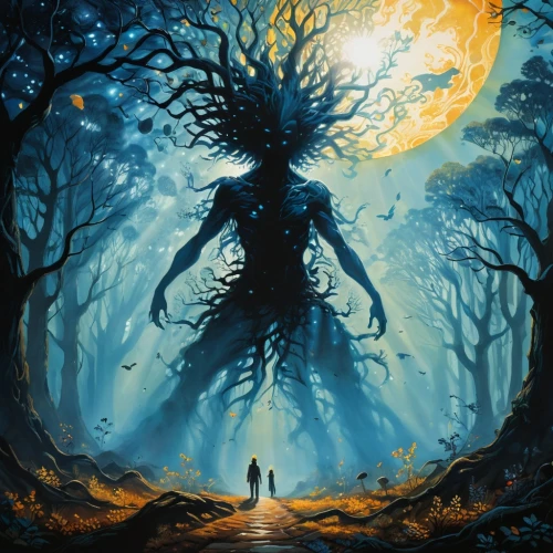 spriggan,treebeard,samuil,carcosa,forest man,ignagni,lovecraftian,creepy tree,treepeople,skinwalker,ents,ryuk,tree man,shamanic,scarecrow,druidic,shaman,shamanism,eldritch,moonsorrow,Illustration,Realistic Fantasy,Realistic Fantasy 25