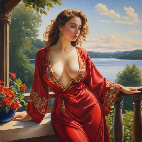 hildebrandt,lady in red,romantic portrait,man in red dress,fantasy art,emile vernon,fantasy picture,red gown,messalina,flamenca,girl on the river,dossi,liliana,red,melisandre,habanera,red tablecloth,roselyne,vettriano,guenter,Art,Classical Oil Painting,Classical Oil Painting 08