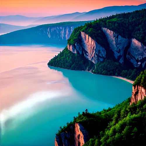 lake baikal,baikal lake,crater lake,gorges of the danube,danube gorge,cliffs ocean,lake superior,tianchi,cliffside,verdon,heaven lake,cliffsides,gorges du verdon,beautiful landscape,emerald sea,cliffs,landscape background,lake balaton,golubac,elphi,Illustration,Realistic Fantasy,Realistic Fantasy 15