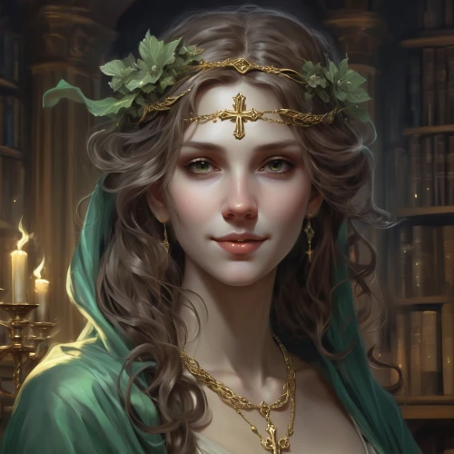 fantasy portrait,nissa,frigga,estess,margairaz,seregil,galadriel,reynir,liliana,vestal,inara,chryste,elona,ellinor,priestess,rosaria,theodora,lyra,eldena,librarian,Conceptual Art,Fantasy,Fantasy 01