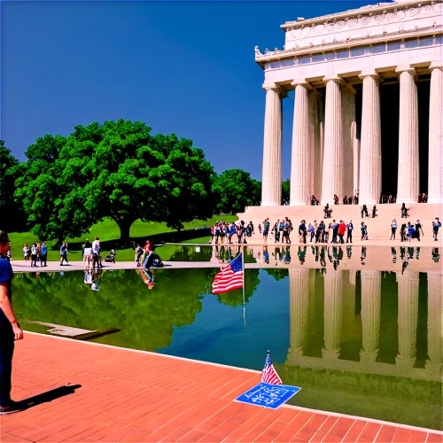 lincoln memorial,abraham lincoln memorial,reflecting pool,thomas jefferson memorial,lincoln monument,jefferson memorial,jefferson monument,abraham lincoln monument,us supreme court building,tidal basin,tomb of the unknown soldier,dc,usa landmarks,tomb of unknown soldier,us supreme court,lincolnesque,supreme court,monumental,washingtonian,solemnly,Illustration,Realistic Fantasy,Realistic Fantasy 32