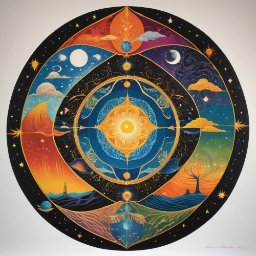 dharma wheel,alethiometer,copernican world system,astrologers,nakshatras,sacred geometry,harmonia macrocosmica,sigillum,cosmography,merkabah,glass signs of the zodiac,stargates,planetary system,lughnasadh,centering,astrologically,star chart,shamanism,mandala framework,geocentric,Illustration,Children,Children 05