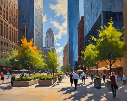 zuccotti,city scape,bechtler,world digital painting,photo painting,tishman,street scene,ueberroth,city corner,skyscrapers,wall street,cityscapes,hausner,dobner,1 wtc,levinthal,central park,art painting,pedestrian,urban landscape,Conceptual Art,Oil color,Oil Color 22