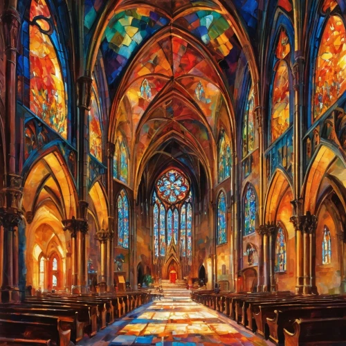 church painting,stained glass windows,holy place,episcopalianism,cathedrals,sanctuary,cathedral,transept,stained glass,gesu,church faith,catholicus,pcusa,churches,sacred art,presbytery,stained glass window,church religion,reredos,episcopalian,Conceptual Art,Oil color,Oil Color 20