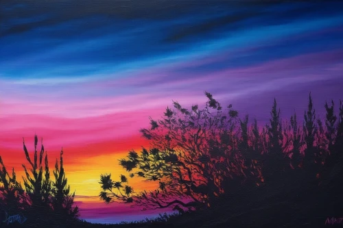 joshua trees,desert landscape,ocotillo,purple landscape,sonoran desert,desert desert landscape,sonoran,oil pastels,coast sunset,oil painting,oil painting on canvas,oil on canvas,acrylic paint,dusk,dusk background,painting technique,desert,danxia,desert coral,colorful light,Illustration,Realistic Fantasy,Realistic Fantasy 25