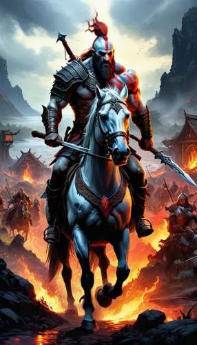 horseman,thundercats,warhorses,shahnameh,horsemen,darksiders,bronze horseman,fire horse,cavalry,gotrek,chevaux,boer,shivaji,firelands,turrican,shapur,cavalrymen,kratos,caballos,gallopin,Illustration,Realistic Fantasy,Realistic Fantasy 33