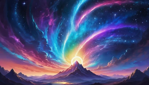 auroral,unicorn background,rainbow and stars,colorful stars,nebulos,rainbow background,galaxy,colorful star scatters,fairy galaxy,northen lights,beautiful wallpaper,rainbow waves,colorful background,auroras,space art,aurora colors,galactic,aurorae,bifrost,crayon background,Illustration,Realistic Fantasy,Realistic Fantasy 20