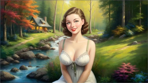 landscape background,forest background,world digital painting,marylyn monroe - female,fantasy picture,retro pin up girl,girl on the river,pin-up girl,nature background,retro woman,the blonde in the river,golf course background,tropico,background view nature,asian woman,autumn background,vidya,pin up girl,retro pin up girls,fantasy art