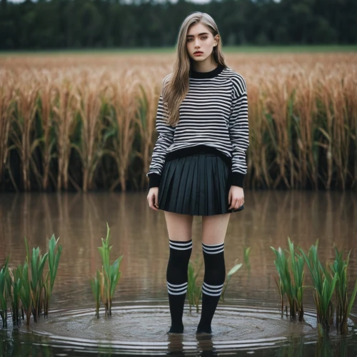 knee-high socks,striped socks,rubber boots,wellies,claudie,kotova,knitwear,breton,girl on the river,horizontal stripes,ponds,polders,knits,lilyana,bottomlands,bommel,polder,grimes,weronika,vlada,Photography,Artistic Photography,Artistic Photography 12