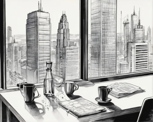 office line art,cityscapes,city scape,tall buildings,boardroom,workspace,office desk,cityview,study room,cityscape,working space,city buildings,background vector,offices,penciling,highrises,sci fiction illustration,penthouses,office buildings,megacities,Illustration,Black and White,Black and White 34