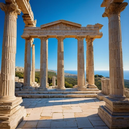 greek temple,doric columns,dougga,segesta,celsus library,agrigento,temple of poseidon,erechtheus,ephesus,temple of diana,temple of hercules,leptis,chersonesos,peristyle,roman temple,laodicea,celsus,kourion,erechtheion,akropolis,Illustration,Retro,Retro 03