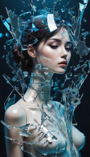 jingna,immersed,under water,fathom,under the water,submersed,underwater background,ice queen,submerged,hydrogel,acqua,in water,water pearls,siren,photoshoot with water,submerge,aquarius,naiad,fractured,aquafina,Conceptual Art,Daily,Daily 21