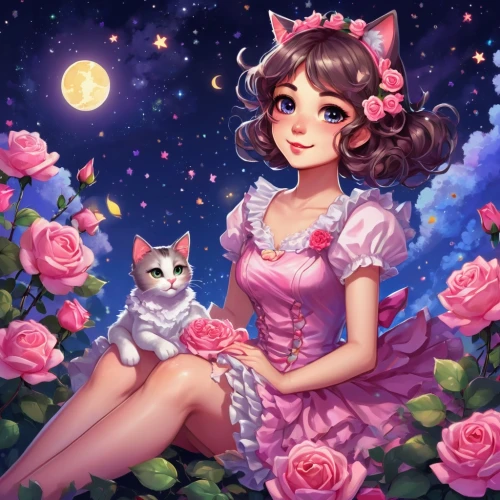 rosa 'the fairy,blossom kitten,fairy galaxy,calico cat,rosa ' the fairy,eloise,sky rose,fantasy portrait,tea party cat,gardenias,fairy tale character,belle,luna,morgana,doll cat,cheshire,cat kawaii,bellefleur,neko,flora,Unique,Pixel,Pixel 05