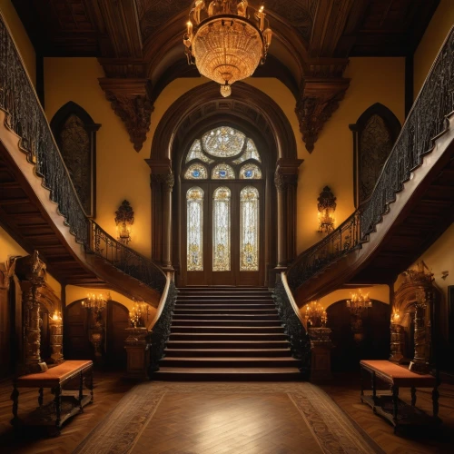 entrance hall,banff springs hotel,mountstuart,hallway,foyer,royal interior,staircase,harlaxton,hunterian,trinity college,chhatris,bessborough,hall of the fallen,kelvingrove,altgeld,ingestre,entranceway,treasure hall,peles castle,mcmaster,Art,Artistic Painting,Artistic Painting 25