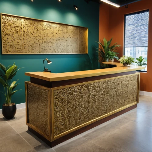 credenza,bar counter,assay office,sideboard,wall panel,gold stucco frame,gold lacquer,fromental,gold wall,patterned wood decoration,gold bar shop,sideboards,wallcovering,corian,contemporary decor,bronze wall,gold foil laurel,wallcoverings,highboard,stone slab,Photography,General,Realistic