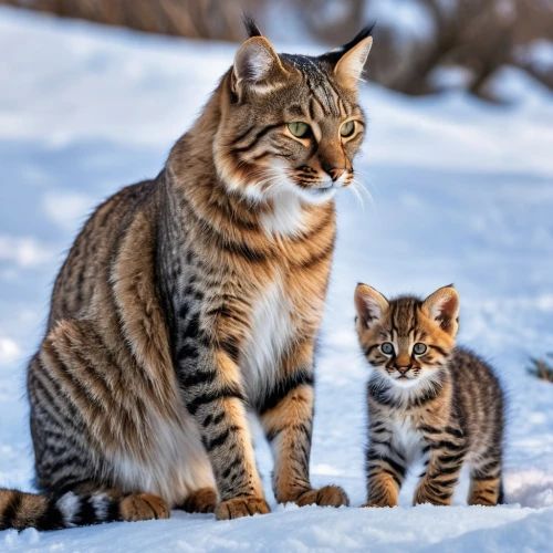 lynxes,cat family,siberian cat,siberians,snowcats,felids,georgatos,bobcats,mom and kittens,ocelots,bengals,mother and children,harmonious family,disneynature,family outing,riverclan,stigers,bengal cat,amur,thunderclan,Photography,General,Realistic