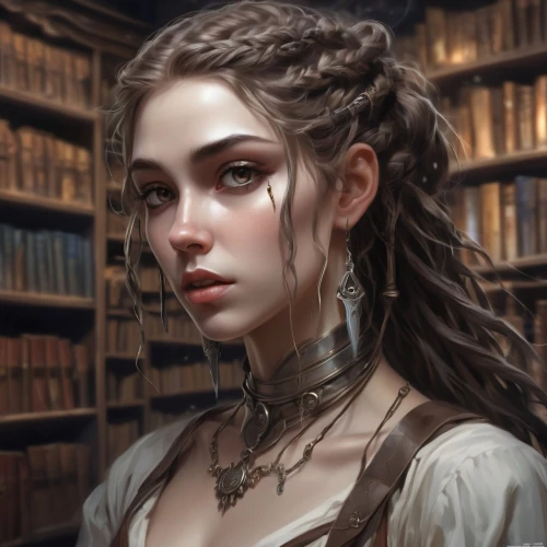 librarian,fantasy portrait,behenna,bibliophile,upbraid,margaery,etain,margairaz,braid,ellinor,mystical portrait of a girl,fantasy art,bookworm,braids,plaited,braider,book wallpaper,seregil,bibliographer,romantic portrait,Conceptual Art,Fantasy,Fantasy 01