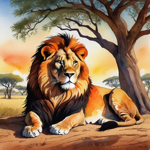 panthera leo,african lion,aslan,kion,forest king lion,tigon,lion father,two lion,king of the jungle,male lions,male lion,leonine,savane,lion,lionore,lionheart,lionesses,lionnet,lion number,felidae,Illustration,Paper based,Paper Based 27