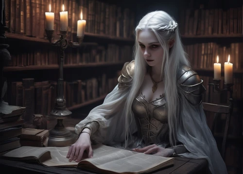 thranduil,spellbook,vestal,sigyn,celeborn,dark elf,elvish,heorot,edain,emrys,imerys,librarian,ellinor,galadriel,sorceress,priestess,bibliophile,elven,mirkwood,sorceresses,Conceptual Art,Fantasy,Fantasy 01