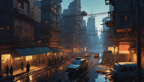 dishonored,shanghai,cityscape,istanbul,narrow street,cairo,slum,theed,alleyway,sansar,calcutta,sidestreet,hanoi,alley,cyberpunk,varsavsky,evening atmosphere,rainy,atmosphere,world digital painting