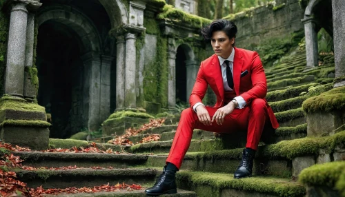 red coat,redcoat,lupin,vladislaus,hidehiko,giovanni,red tunic,furuta,arlequin,grimsley,gyakuten,red shoes,man in red dress,red bench,cosplay image,toshiya,masato,nikkatsu,hiromasa,kiriya