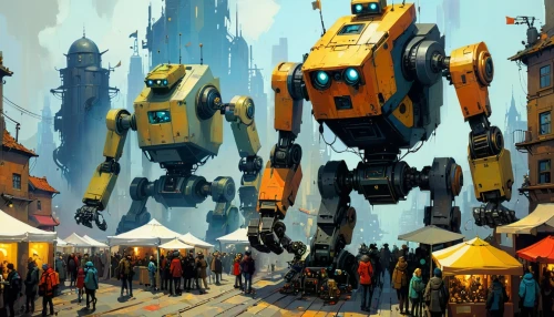 dropship,mechs,bottleneck,mech,merchants,sentinels,tankor,hawken,cybertron,huffer,battletech,bazars,formers,large market,robots,droids,the market,sunstreaker,dreadnoughts,automatons,Conceptual Art,Sci-Fi,Sci-Fi 01