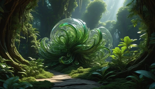 forest dragon,philodendrons,green forest,ferns,elven forest,rainforests,forest background,rainforest,fairy forest,verdant,pteris,forest plant,alfheim,tunnel of plants,swampy landscape,tropical forest,tree ferns,plant tunnel,leshy,fangorn,Illustration,Realistic Fantasy,Realistic Fantasy 25