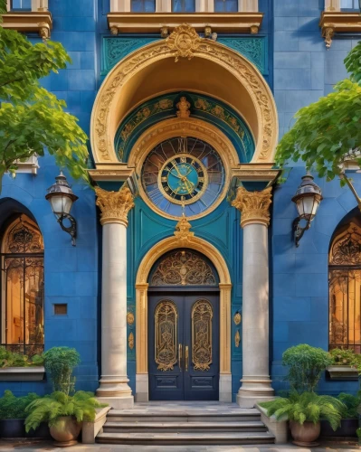 blue doors,blue door,colorful facade,brownstone,front door,palladianism,victorian,portal,beautiful buildings,ornate,petrossian,bombay,entryway,tulane,kimpton,doors,metallic door,the threshold of the house,brownstones,old victorian,Conceptual Art,Oil color,Oil Color 25