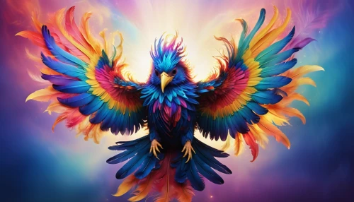 uniphoenix,phoenixes,pheonix,phenix,fenix,blue and gold macaw,phoenix rooster,phoenix,firebird,rapace,aguila,colorful birds,beautiful macaw,holy spirit,archangels,plumes,pentecostalist,bird of paradise,angelfire,dove of peace,Illustration,Realistic Fantasy,Realistic Fantasy 37