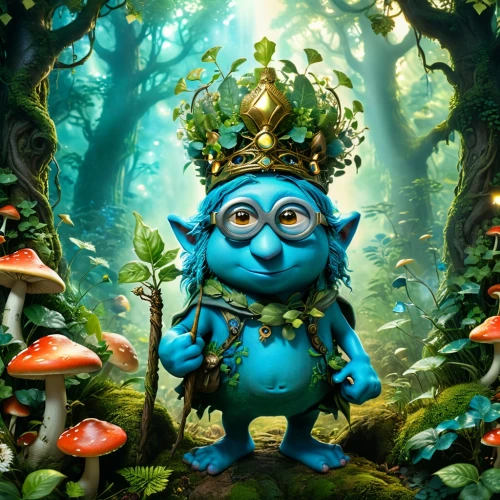 smurray,smurf,filbert,om,smurf figure,blue mushroom,fairy forest,cartoon forest,nunu,holy forest,shagbark,smurthwaite,shabdrung,smurfette,garrison,smurfs,janmashtami,ganesha,oogway,jagannatha,Conceptual Art,Fantasy,Fantasy 05