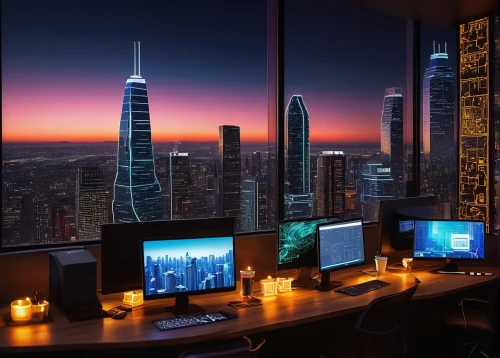 pc tower,modern office,computer room,computer workstation,workstations,the server room,fractal design,offices,desk,working space,desktops,creative office,skyscrapers,cubicle,urban towers,ctowers,bureau,ctbuh,cyberport,home office,Illustration,Abstract Fantasy,Abstract Fantasy 12