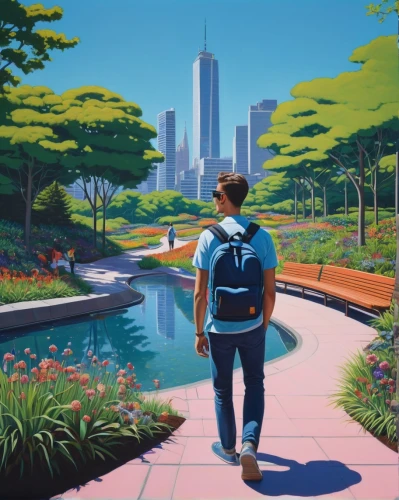 world digital painting,walk in a park,welin,central park,landscaper,digital painting,moc chau hill,cupertino,walking in a spring,walking man,herman park,would a background,pedestrian,palo alto,cityzen,ecotopia,suburbanized,landscape background,stroll,hodler,Conceptual Art,Daily,Daily 29