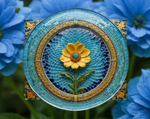 blue chrysanthemum,water lily plate,blue daisies,embroidered flowers,decorative plate,blue flower,blue petals,blu flower,floral ornament,faience,vintage embroidery,stitched flower,flower art,flower mandalas,sevres,meconopsis,blue flowers,flowers mandalas,cloisonne,flower frame