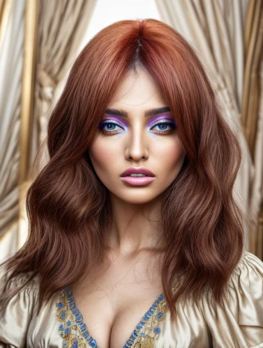 boho art style,painted lady,behenna,gold-pink earthy colors,coppery,airbrushed,eurasian,fantasy portrait,argan,hairdressing salon,derivable,mesmero,persian,world digital painting,miss circassian,fashion vector,women's cosmetics,lyuba,persia,kouroussa