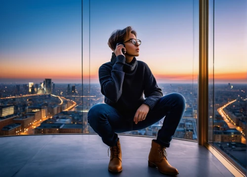 skydeck,above the city,the observation deck,woman thinking,city ​​portrait,women in technology,observation deck,woman sitting,skycraper,overlooking,skypark,perched,skyloft,acrophobia,ceo,skyscraping,viewpoints,atop,abnegation,city view,Art,Classical Oil Painting,Classical Oil Painting 07