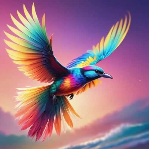 colorful birds,beautiful bird,colorful background,bird of paradise,rainbow background,pegasi,bird flying,bird painting,dangerbird,color feathers,flying bird,peace dove,exotic bird,soar,birdlike,sunbird,featherlike,bird in flight,splendid colors,bird illustration,Conceptual Art,Fantasy,Fantasy 03