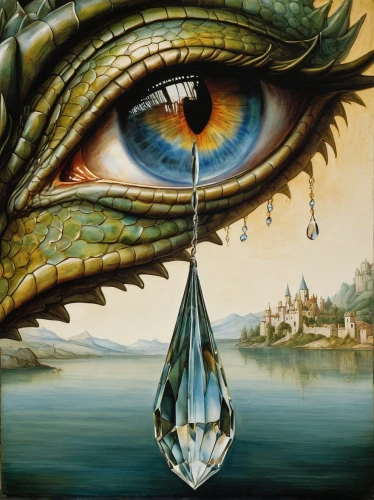 crocodile eye,a drop of water,eyedrops,waterdrop,teardrop,water drop,mirror in a drop,a drop,a drop of,teardrops,water droplet,oil painting on canvas,dewdrop,angel's tears,third eye,fantasy art,drop of water,droplet,peacock eye,reflejo,Art,Classical Oil Painting,Classical Oil Painting 03