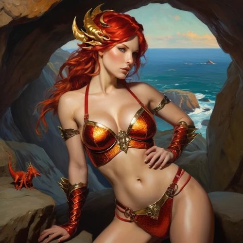 triss,huiraatira,lina,teela,nereids,giganta,mera,inara,fire siren,fantasy woman,katarina,fantasy art,elona,ariadna,nereid,leona,rafaela,amphitrite,lalazarian,sirena,Art,Classical Oil Painting,Classical Oil Painting 20