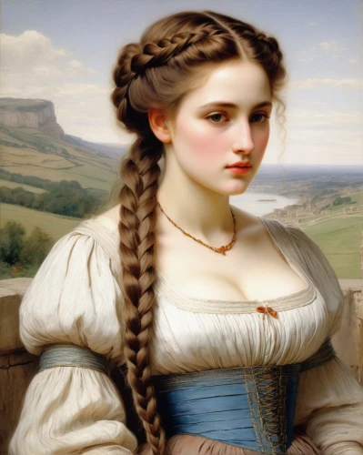 portrait of a girl,franz winterhalter,winterhalter,young woman,portrait of a woman,bougereau,upbraid,dossi,braids,vintage female portrait,young girl,delaroche,woman holding pie,girl with cloth,braid,perugini,duchesse,young lady,girl portrait,scotswoman,Art,Classical Oil Painting,Classical Oil Painting 13