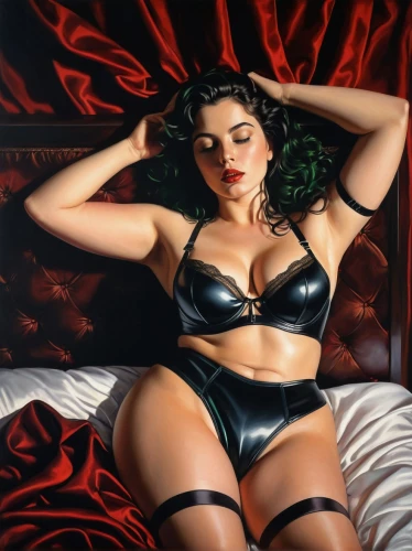 valentine pin up,lempicka,valentine day's pin up,bettie,christmas pin up girl,retro pin up girl,pin-up girl,latex,woman on bed,pin ups,pin-up model,pin up girl,dita,femme fatale,leatherette,fatale,zorita,odalisque,pin up christmas girl,tura satana,Art,Classical Oil Painting,Classical Oil Painting 05