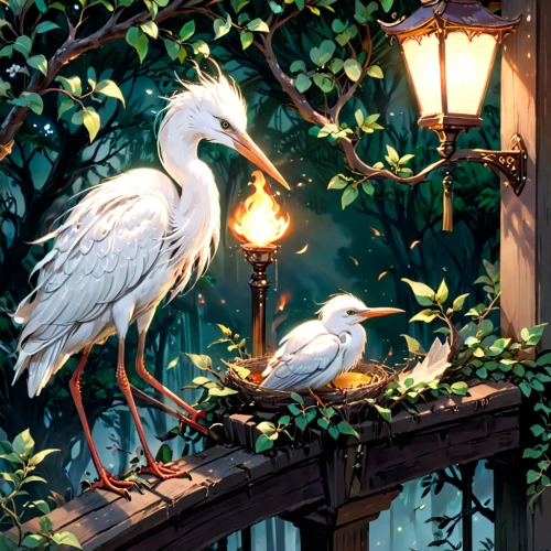 egrets,herons,bird couple,garden birds,white heron,white storks,egret,egretta,birdcages,white bird,storks,songbirds,lamplight,bird kingdom,white egret,small birds,angel lanterns,illuminated lantern,white pigeons,streetlamps,Anime,Anime,General