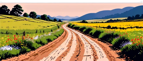 mountain road,dirt road,salt meadow landscape,country road,unpaved,prairies,mountain highway,backroad,landscape background,alpine drive,backroads,rolling hills,alpine route,hills,rural landscape,jarbidge,mountain meadow,alpine meadow,blooming field,mountain pass,Illustration,Vector,Vector 01