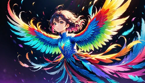 color feathers,uniphoenix,chrysis,ranka,winged heart,seraph,pheonix,fire angel,seraphim,feathers bird,fairy peacock,fairy galaxy,wings,phoenix,featherlike,phoenixes,winged,fenix,jatayu,bird wings,Anime,Anime,Realistic