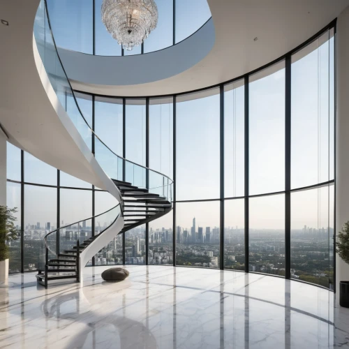 glass wall,penthouses,luxury home interior,circular staircase,structural glass,winding staircase,outside staircase,glass facade,interior modern design,staircase,luxury property,the observation deck,spiral staircase,residential tower,hadid,luxury real estate,modern decor,observation deck,damac,skylon,Illustration,Abstract Fantasy,Abstract Fantasy 03