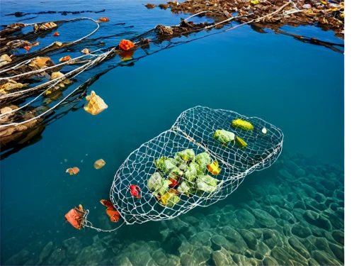 fish traps,aquaculture,fishing nets,fishing net,fish farm,fisheries,ocean pollution,fishery,overfishing,plastic waste,lobster pot,grocery basket,driftnets,cart of apples,coracle,commercial fishing,fishing vessel,egg net,fruits of the sea,the shrimp farm,Illustration,Retro,Retro 17